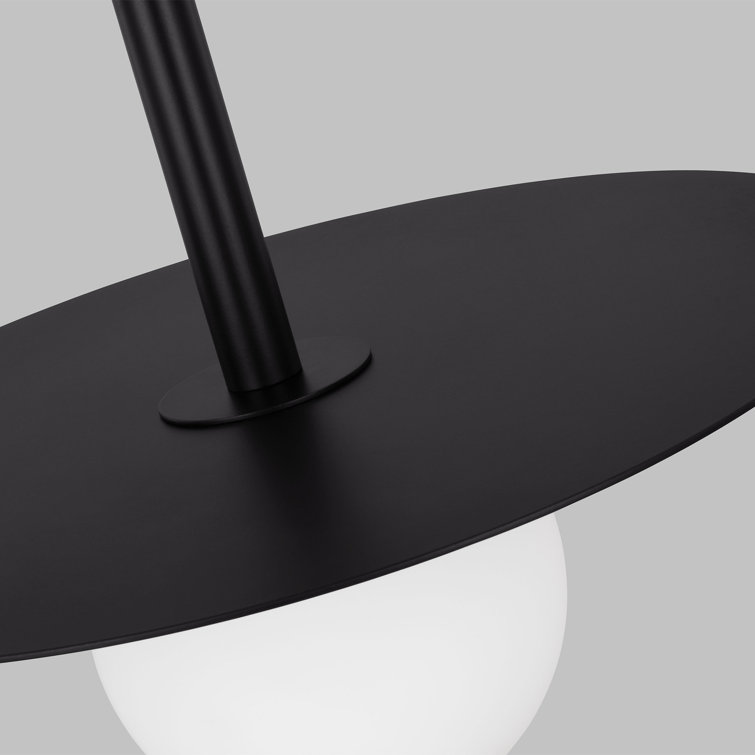 Midnight Black Glass Globe Pendant Light with Milk White Shade