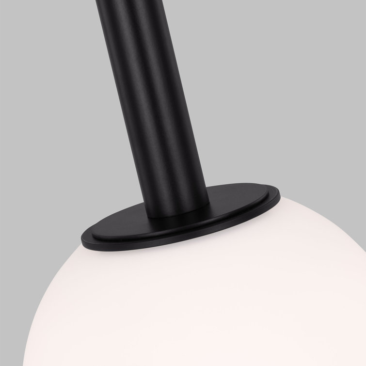 Midnight Black Glass Globe Pendant Light with Milk White Shade