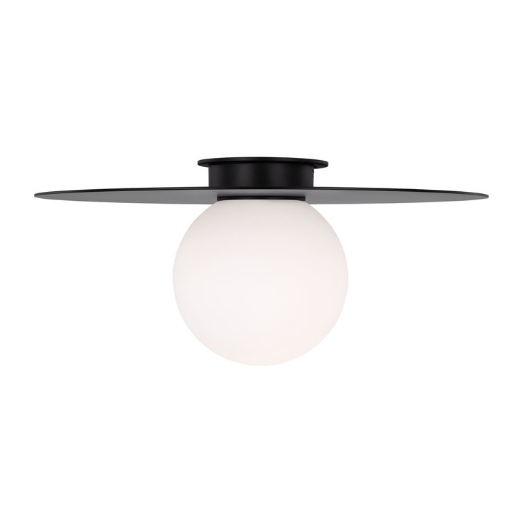 Midnight Black and Milk White Glass Globe Flush Mount Light