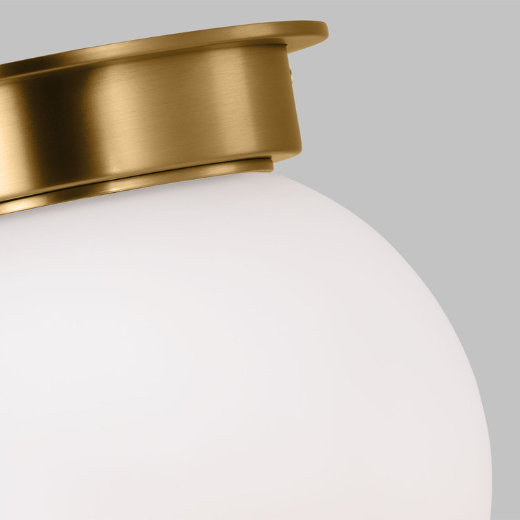 Burnished Brass Globe Flush Mount with Milk White Glass Shade
