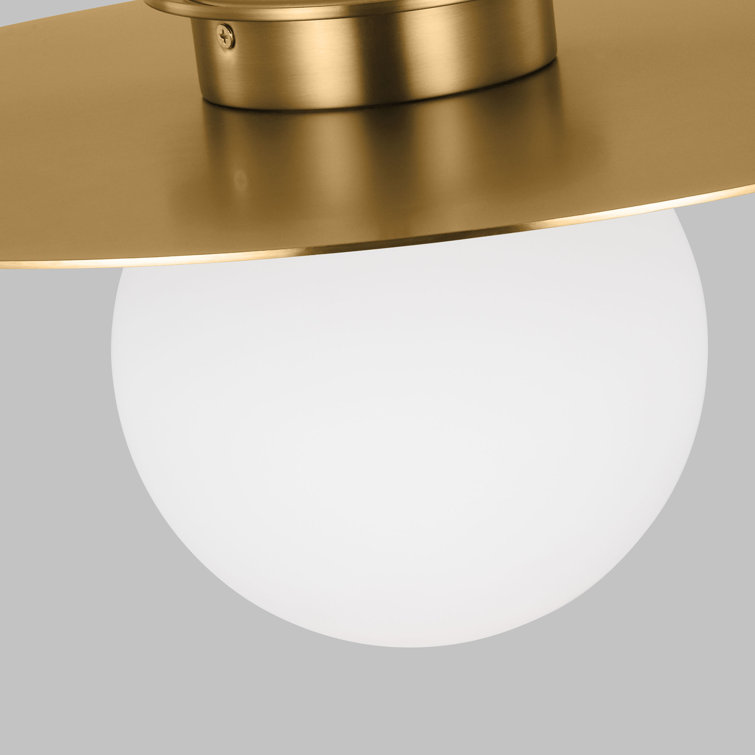 Burnished Brass Globe Flush Mount with Milk White Glass Shade