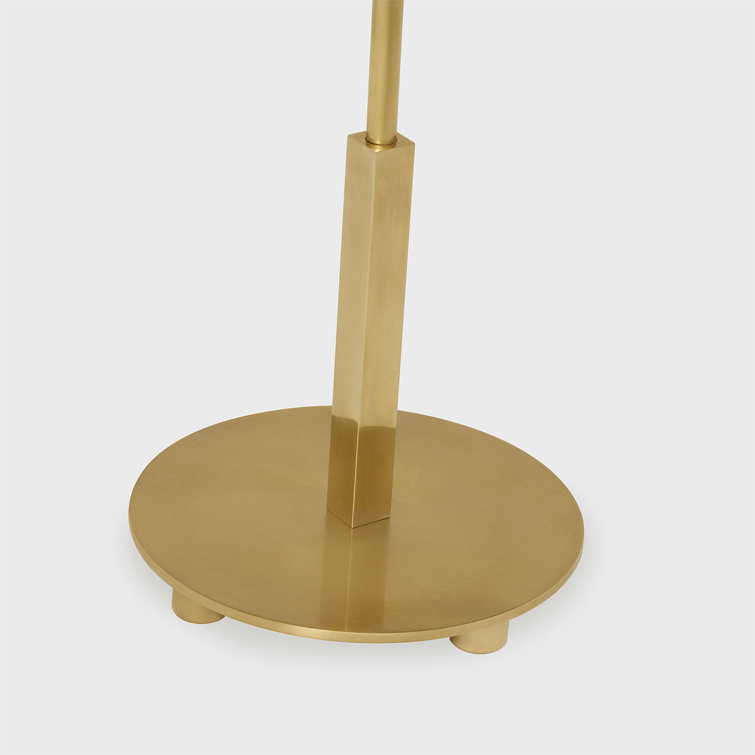 Slim Antique Brass Table Lamp with Linen Shade