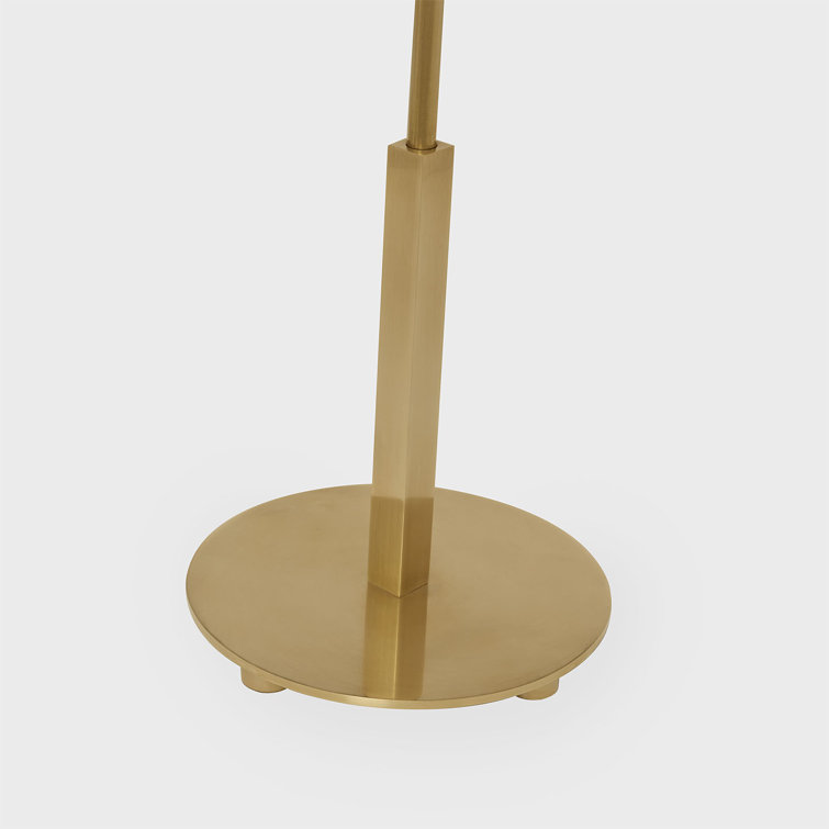 Slim Antique Brass Table Lamp with Linen Shade