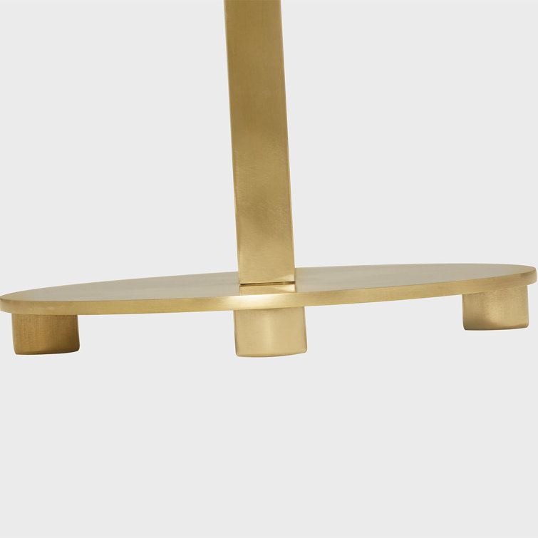 Slim Antique Brass Table Lamp with Linen Shade