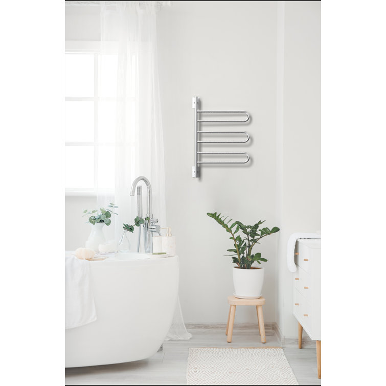 Polished Stainless Steel Wall Mounted Swivel Towel Warmer