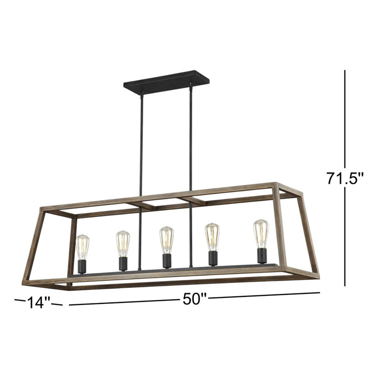 Rustic Elegance 5-Light Weathered Oak & Antique Iron Cage Chandelier