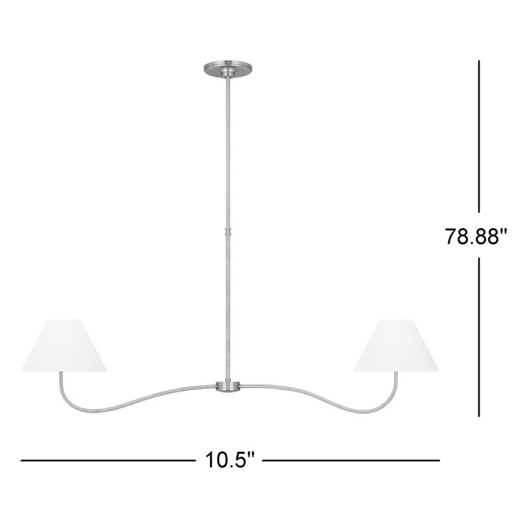 Burnished Brass Linear Chandelier with White Linen Shades
