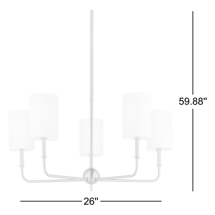 Brushed Nickel 5-Light Chandelier with White Drum Shades