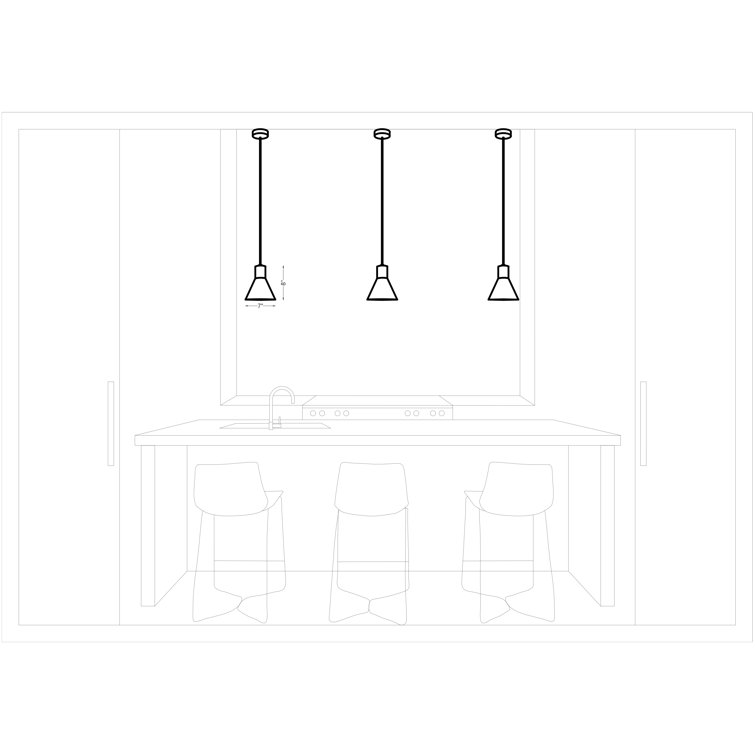 Black and Satin Brass Adjustable Single Light Pendant