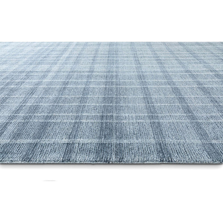 Hand Tufted Blue Wool Rectangular Area Rug 2' x 3'