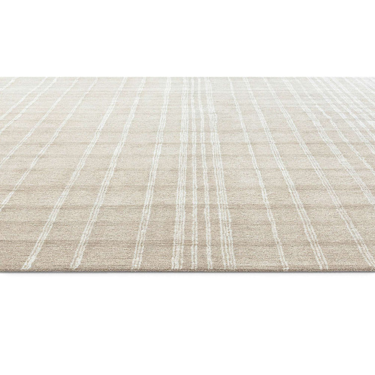Handmade Beige Wool Tufted Rectangular Area Rug