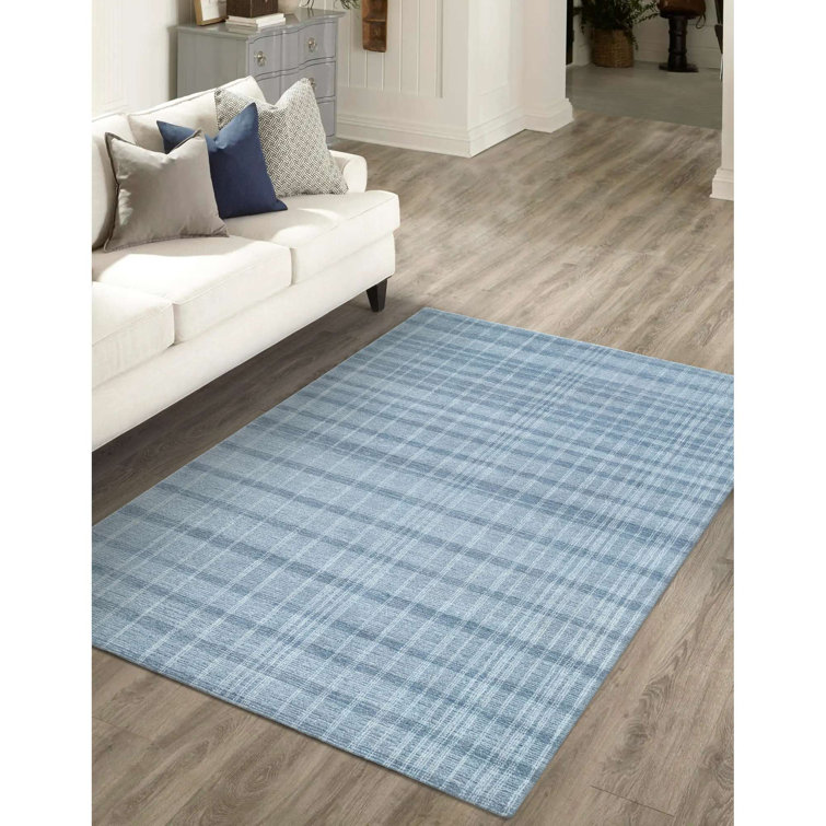 Hand Tufted Blue Wool Rectangular Area Rug 2' x 3'