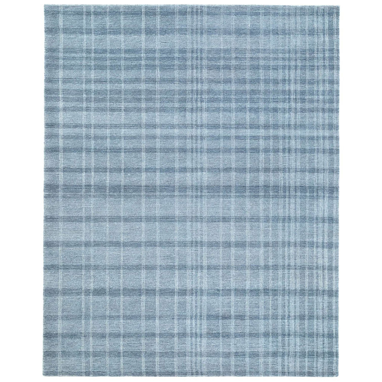 Hand Tufted Blue Wool Rectangular Area Rug 2' x 3'