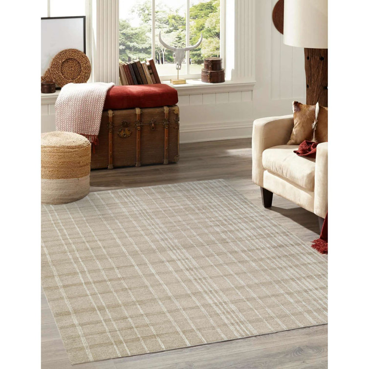 Handmade Beige Wool Tufted Rectangular Area Rug