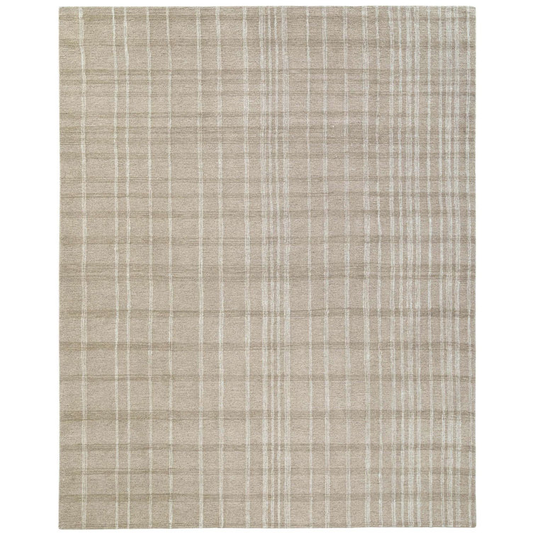 Handmade Beige Wool Tufted Rectangular Area Rug
