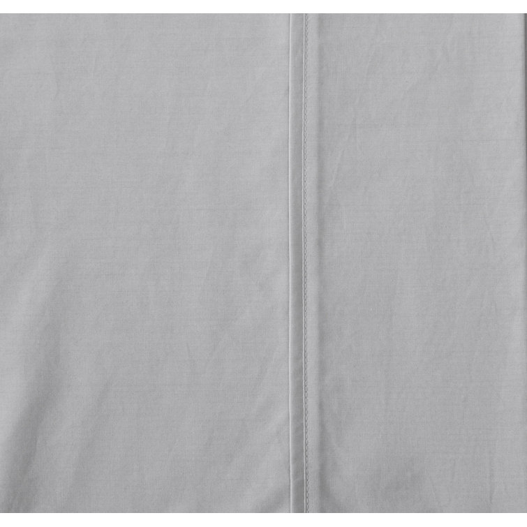 Queen Gray Organic Cotton Embroidered Percale Sheet Set
