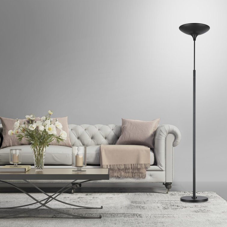Adjustable Matte Black LED Torchiere Floor Lamp for Kids, Energy Star
