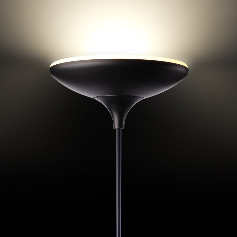 Adjustable Matte Black LED Torchiere Floor Lamp for Kids, Energy Star