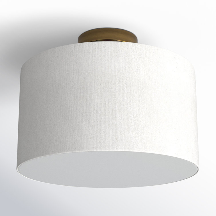 Brass and White Drum Indoor/Outdoor Flush Mount Light