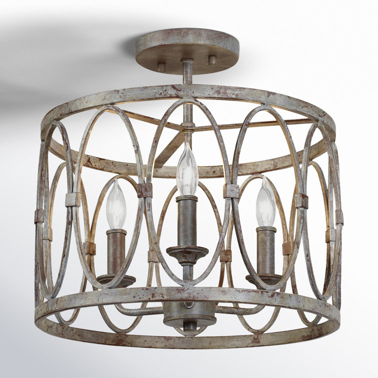 Patrice Deep Abyss Bronze Glass Drum Semi-Flush Mount