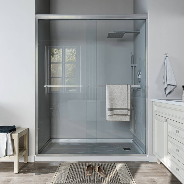 60'' Chrome Framed Sliding Shower Door with Clear Glass