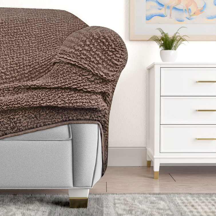 Camel Italianate Modern Stretch Armchair Slipcover, 21"-39" Wide