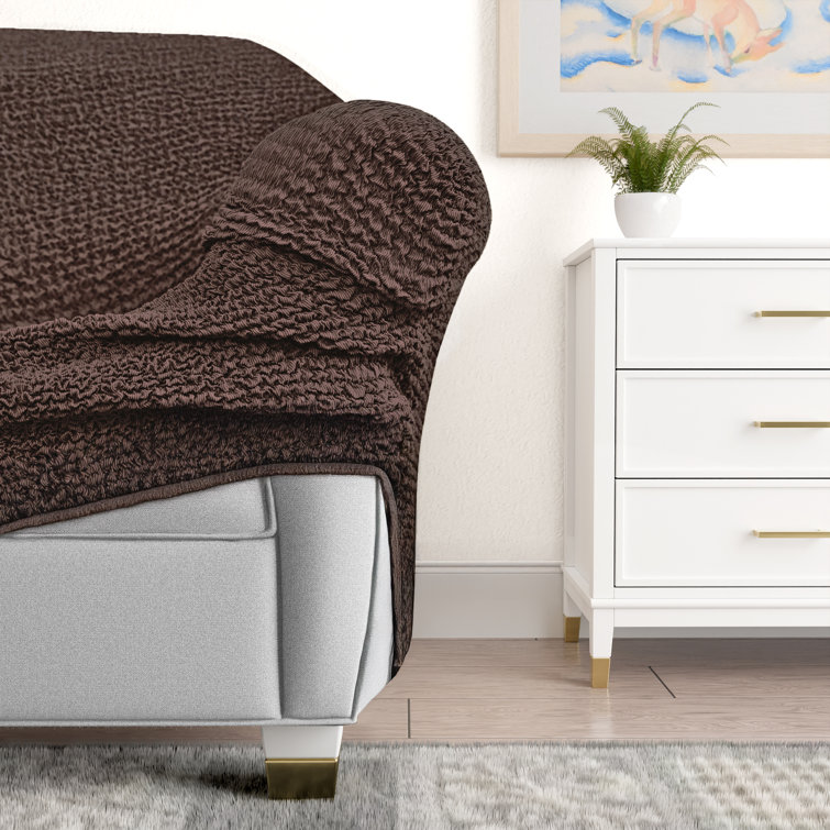 Brown Stretch Recliner Chair Cover with Elastic Closure