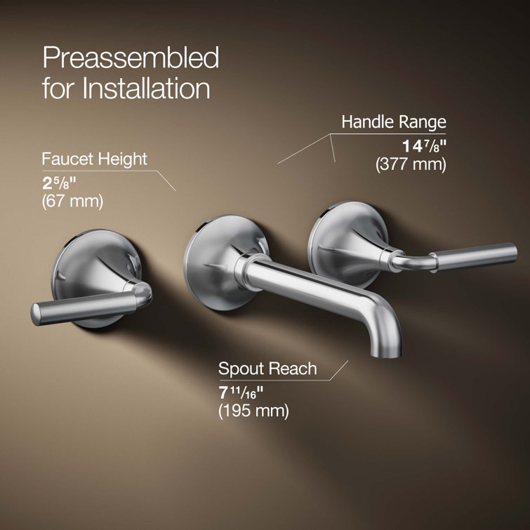 Tone Midcentury Modern Polished Chrome Wall-Mount Bathroom Faucet