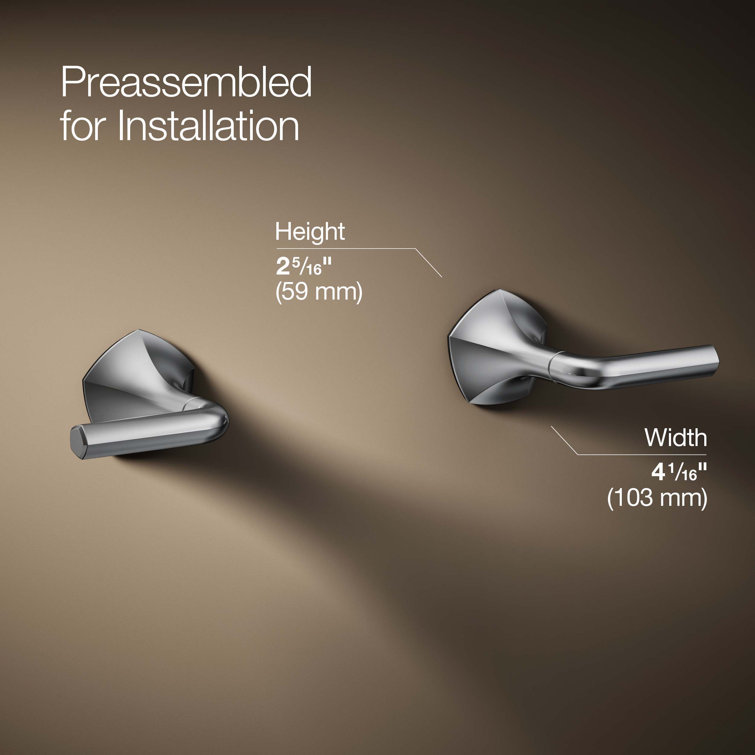 Polished Chrome Double Handle Wall-Mount Bathroom Sink Faucet Lever