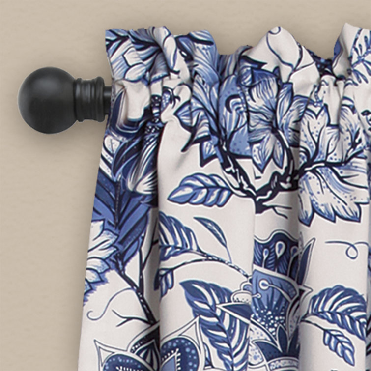 Cynthia Jacobean Blue Floral Room Darkening Curtain Set