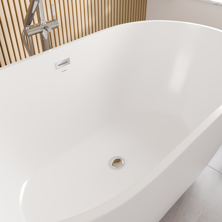 Opal Glossy White Acrylic Oval Freestanding Bathtub 55"