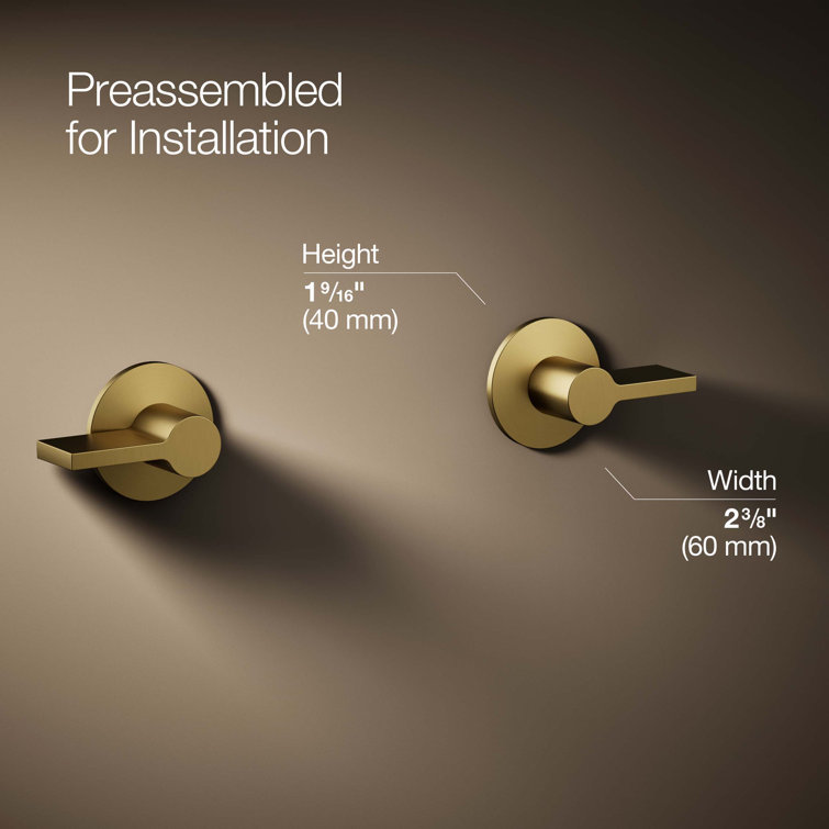 Modern Brushed Brass Dual-Control Wall-Mount Bathroom Faucet