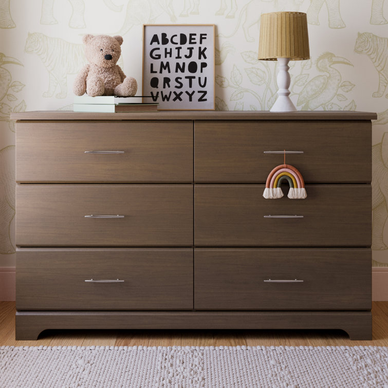 Hazelnut Double Nursery Dresser with Silver Hardware