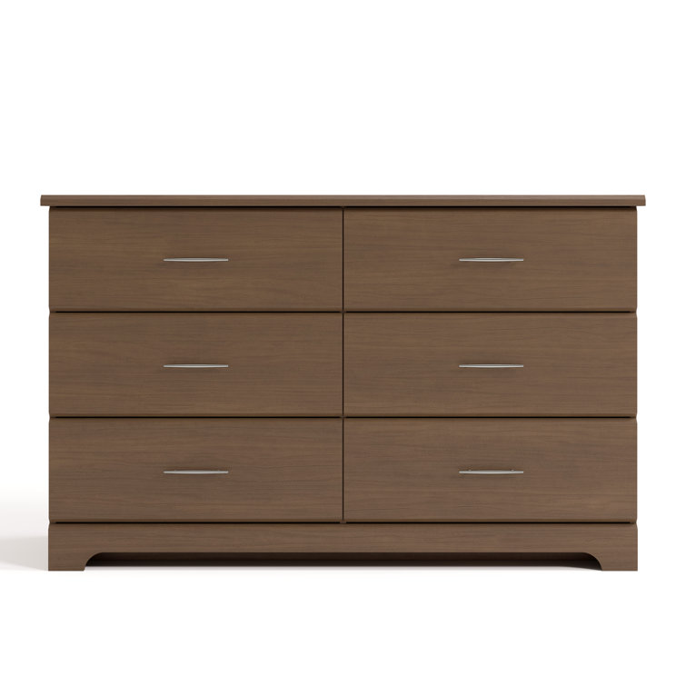 Hazelnut Double Nursery Dresser with Silver Hardware