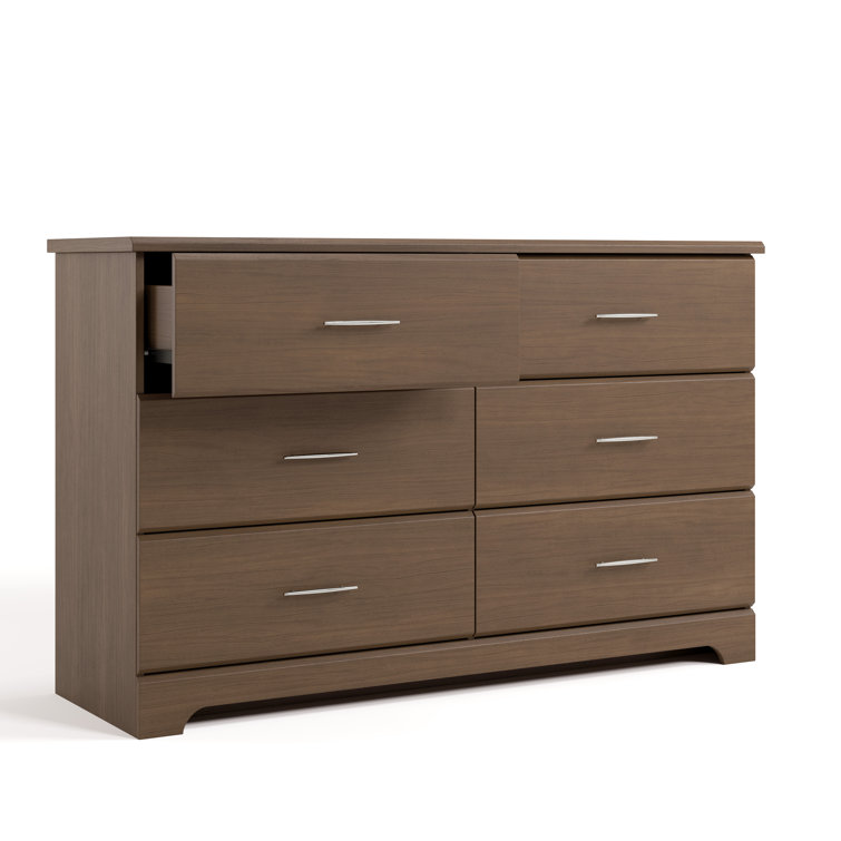 Hazelnut Double Nursery Dresser with Silver Hardware