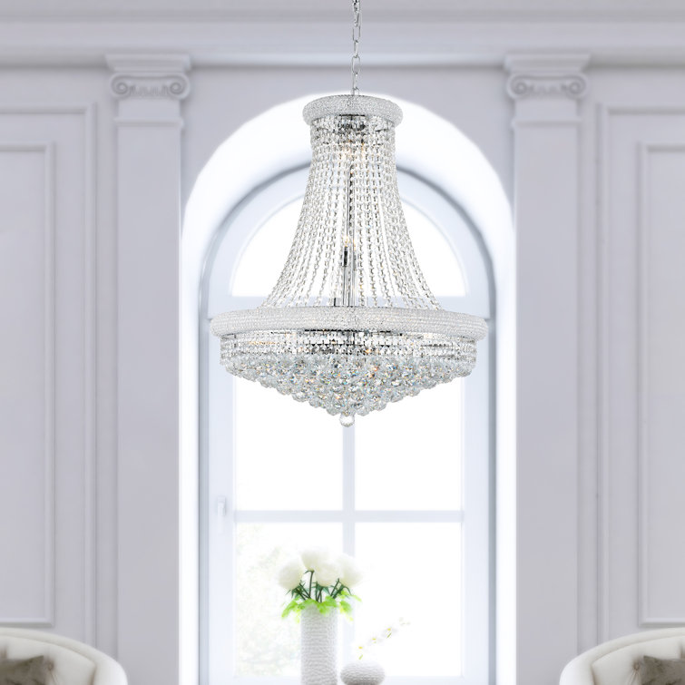 Elegant Empire Chrome & Crystal 28" Chandelier with Adjustable Chain