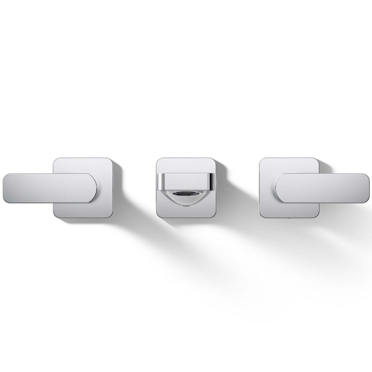 Polished Chrome Modern Wall-Mounted Bathtub Faucet with Lever Handles