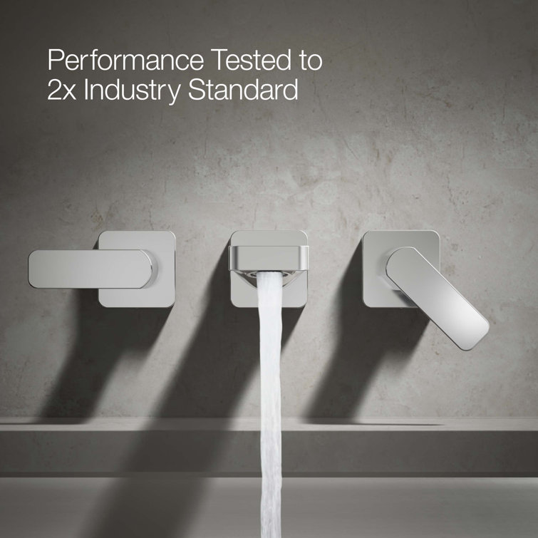 Polished Chrome Modern Wall-Mounted Bathtub Faucet with Lever Handles