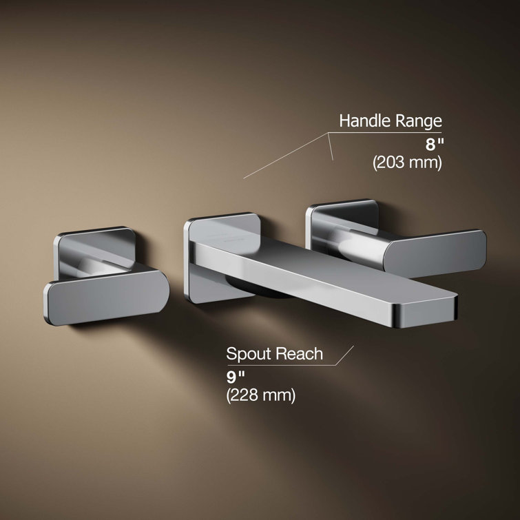 Polished Chrome Modern Wall-Mounted Bathtub Faucet with Lever Handles