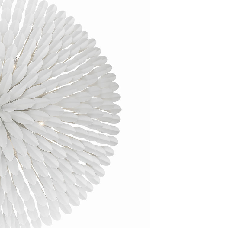 Matte White Floral-Inspired Metal Indoor/Outdoor Semi Flush Mount Light