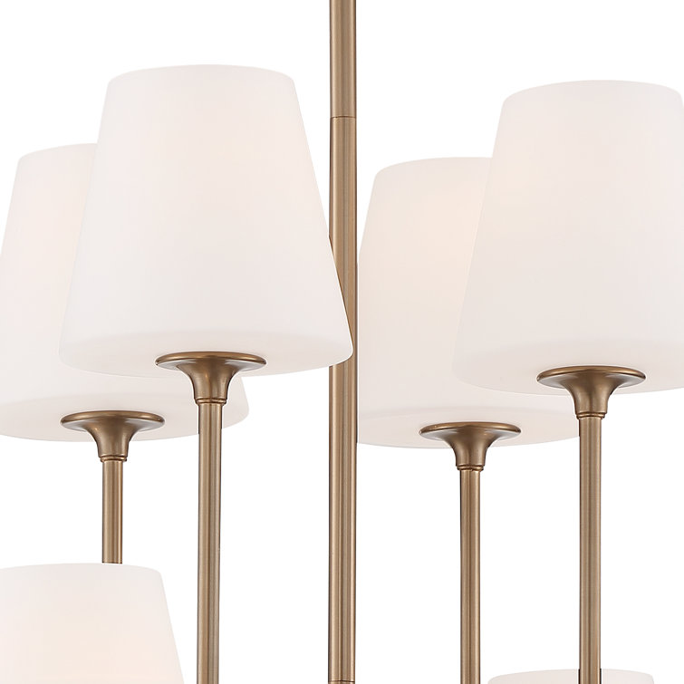 Lane 8-Light Black Metal Tiered Chandelier with White Glass Shades