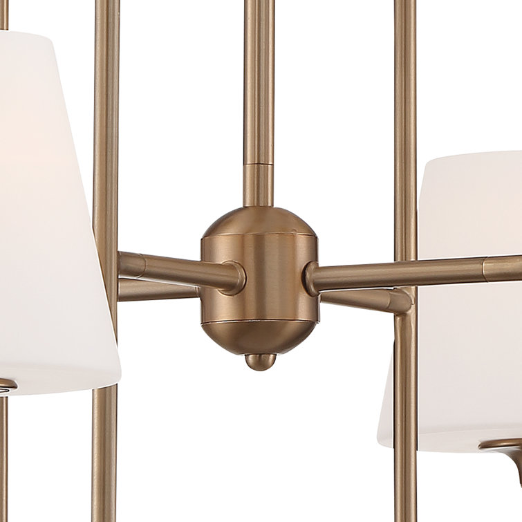 Lane 8-Light Black Metal Tiered Chandelier with White Glass Shades