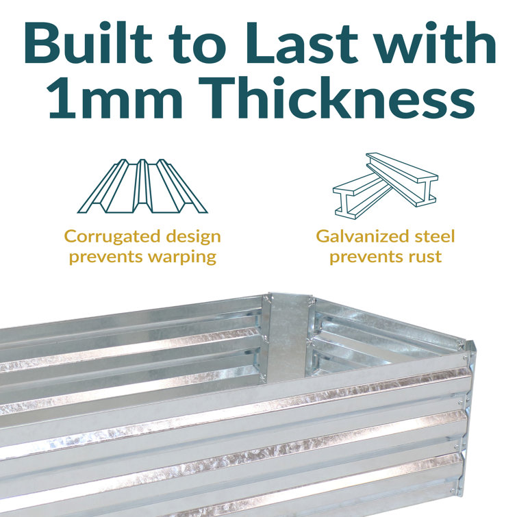 Silver Galvanized Steel Raised Garden Bed for Outdoor Plants