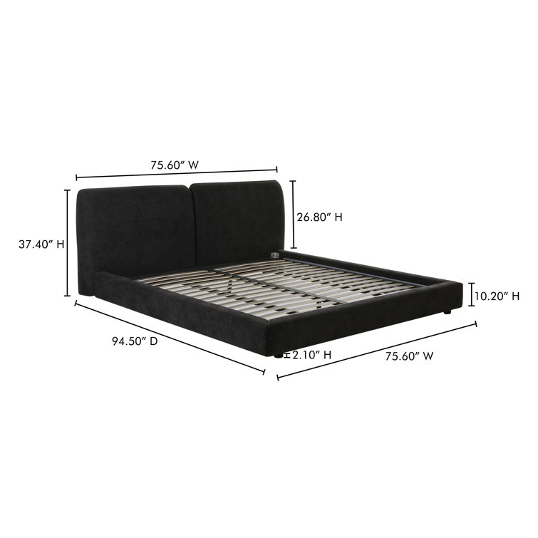 Black Queen Upholstered Wood Frame Platform Bed