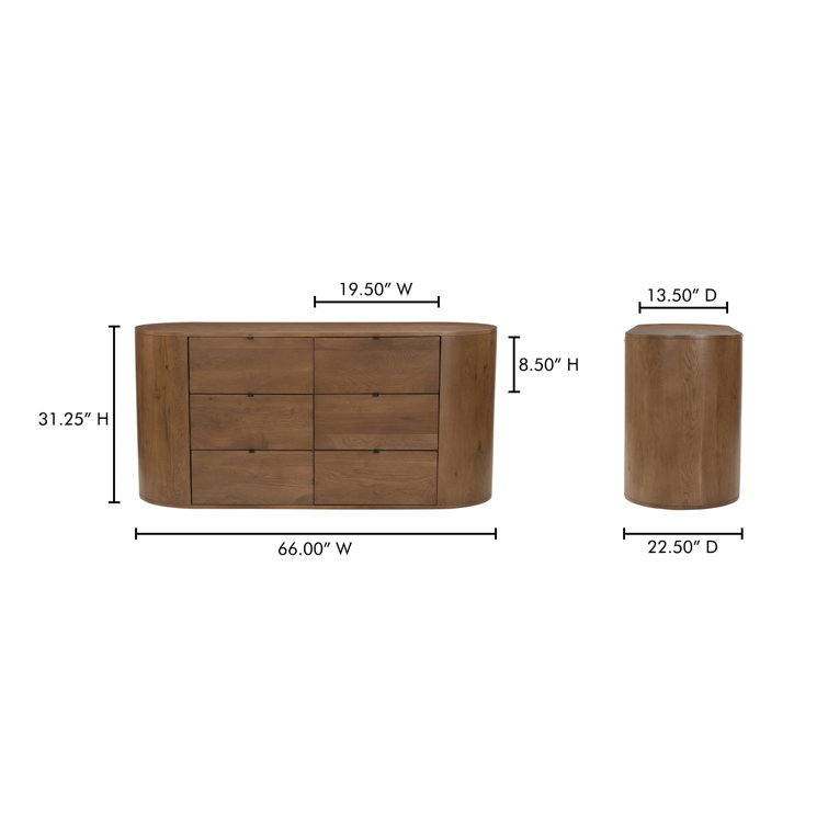 Scandinavian Solid Oak 6-Drawer Dresser with Soft-Close and Felt-Lined Drawers