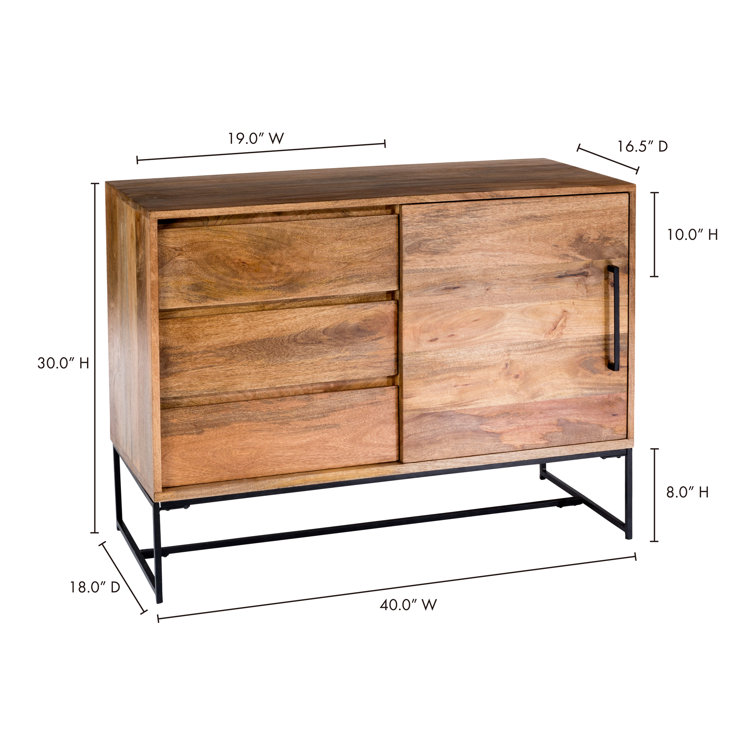 Ascent Industrial Chic 40" Mango Wood & Iron 3-Drawer Server