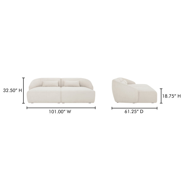 Warm White Fabric Modular Sofa with Sloped Arms