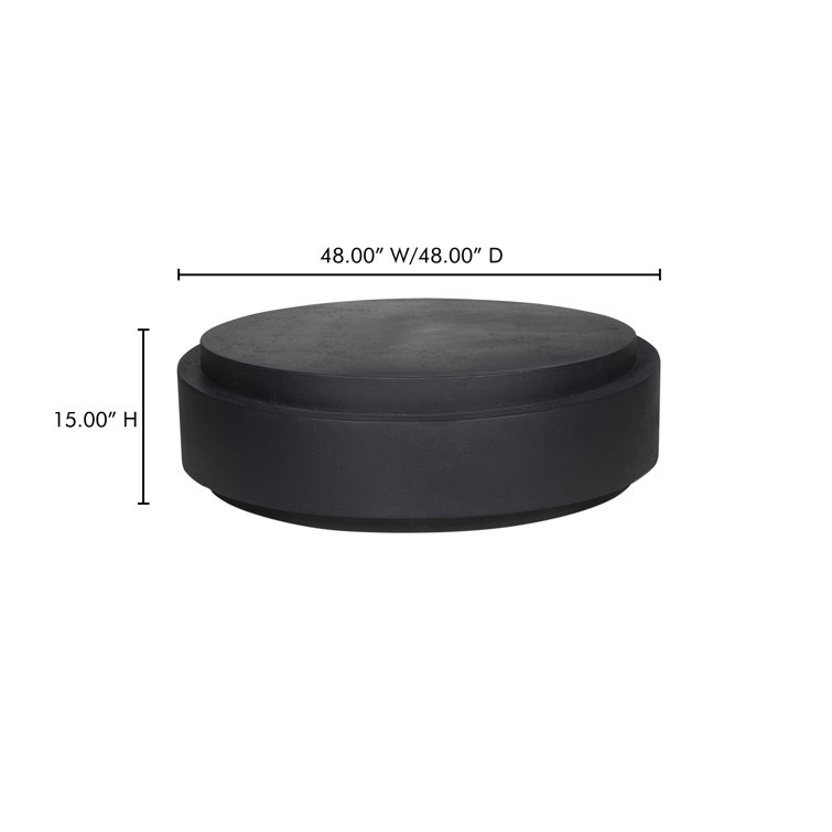 Yureni 48" Black Concrete Outdoor Round Coffee Table