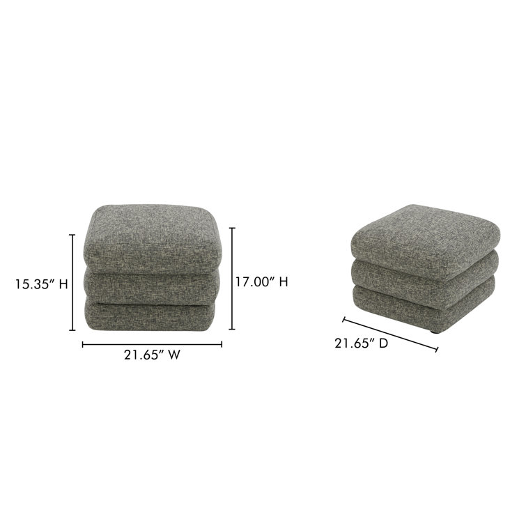 Donia Stone Tweed Upholstered Solid Wood Accent Stool