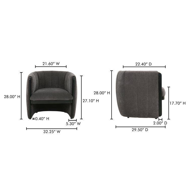 Dark Gray Polyester Upholstered Armchair with Wood Frame